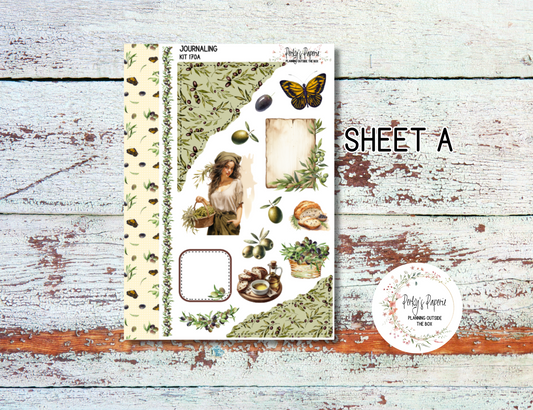 Olive Harvest in Tuscany Journal, Scrapbook, Daily Planner Sticker Kit 170, Weekly and Daily Journaling Kit