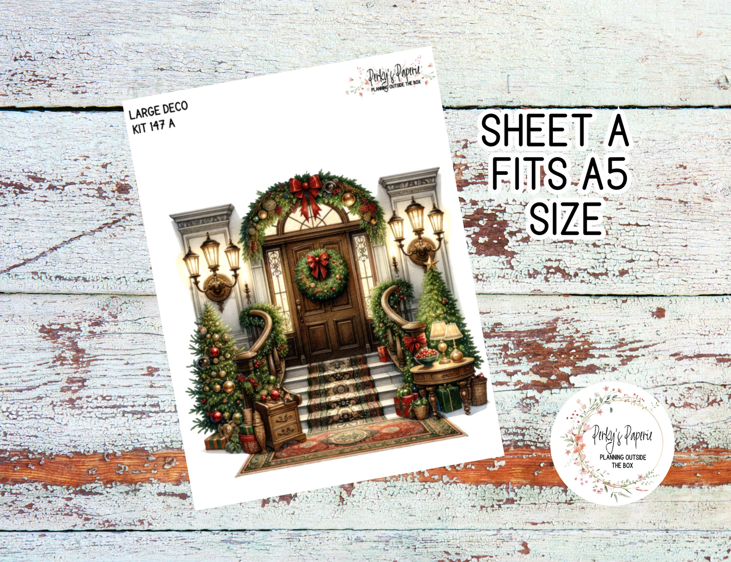 Transparent Extra Large, Jumbo Deco Planner Sticker For Your Overview Pages, Blank Daily Pages or Journal Page Vintage Christmas Kit 147