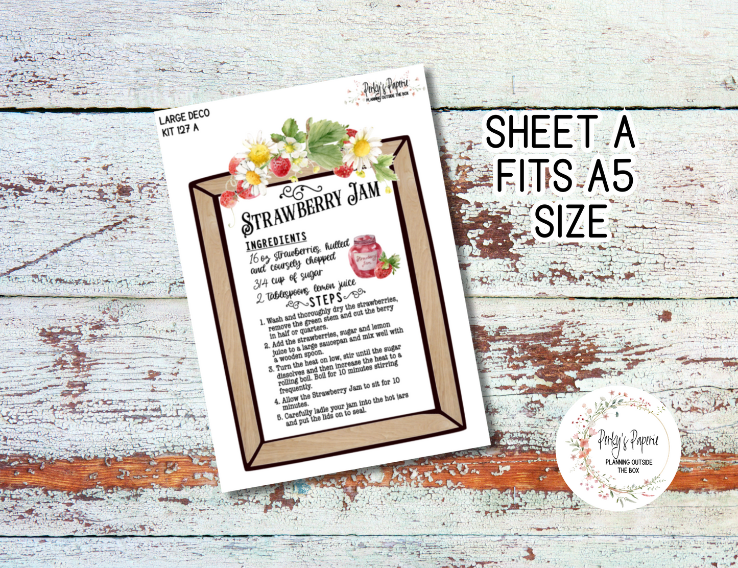 Transparent Extra Large, Jumbo Deco Planner Sticker For Your Overview Page, Blank Daily Pages or Page, Strawberry Jam Recipe Kit 127