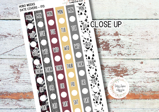 Sinister Carnival Hobonichi Weeks Date Cover Planner Stickers Kit 173, Weekly Planning, Date Strips, Colorful and Patterned