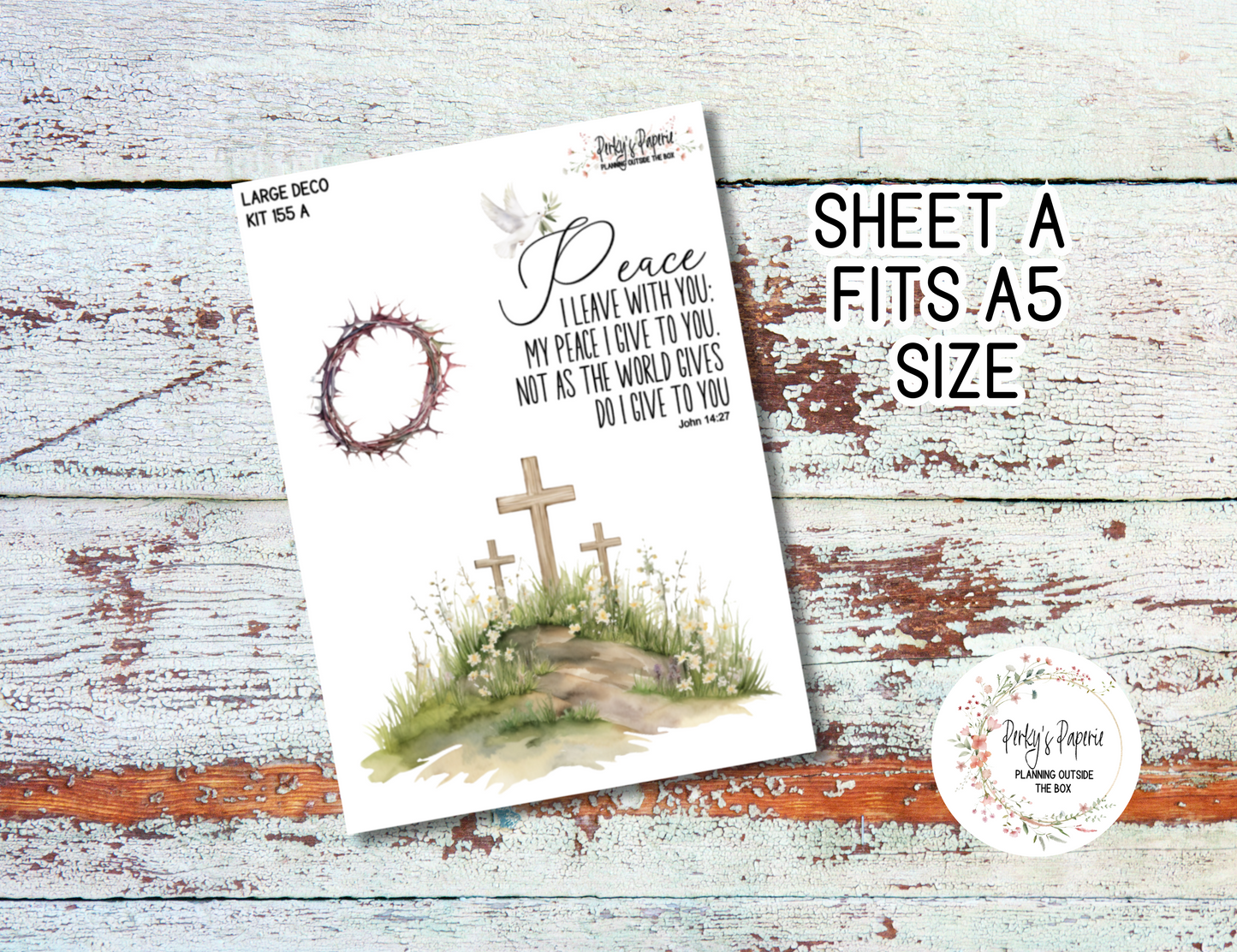 Transparent Extra Large, Jumbo Deco Planner Sticker For Your Overview Pages, Blank Daily Pages or Journal Page He is Risen Kit 155