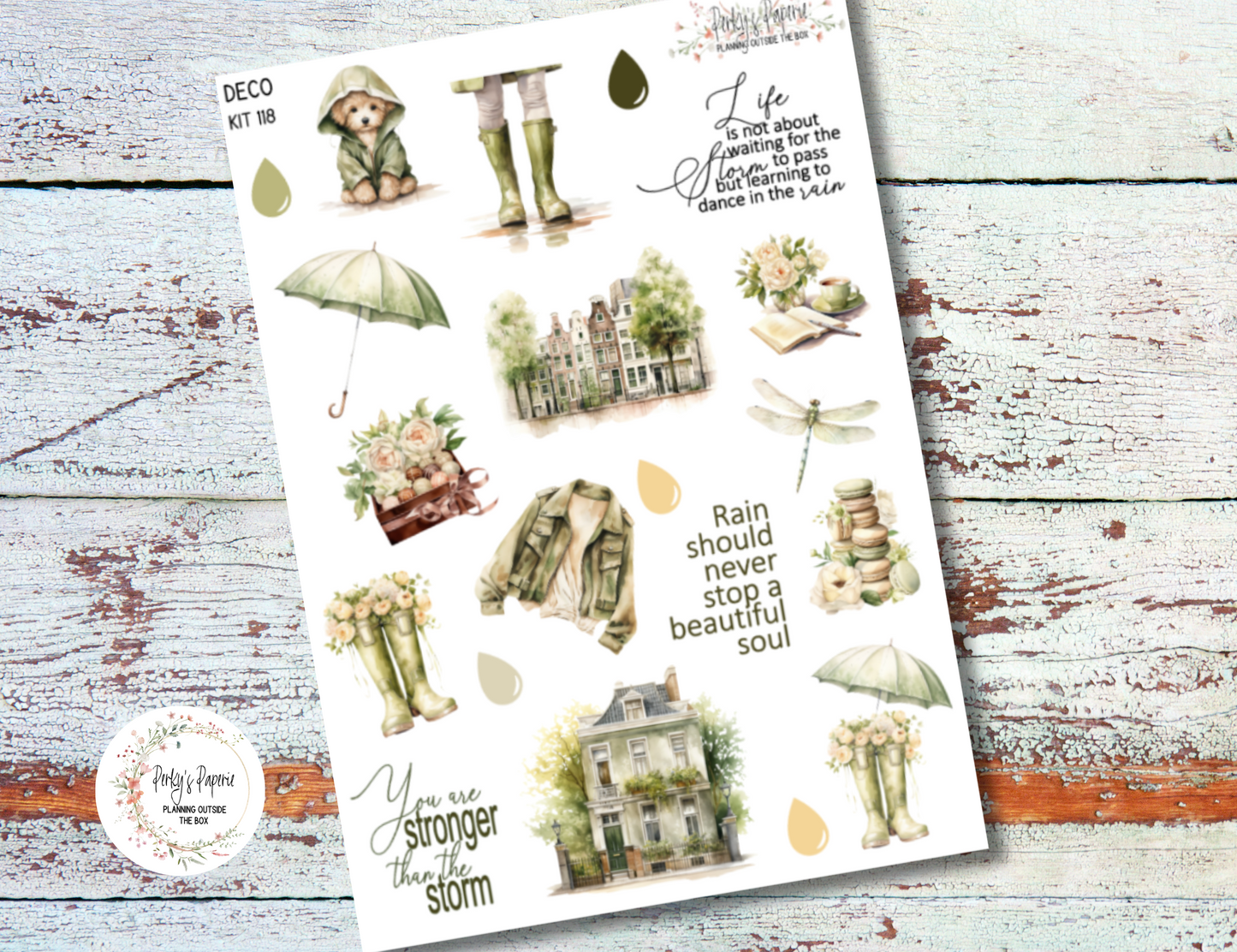 Showers in the City Full Sheet Deco Planner Stickers Kit 118, Decorative Planning, Journaling Stickers, Junk Journal, Planner Stickers