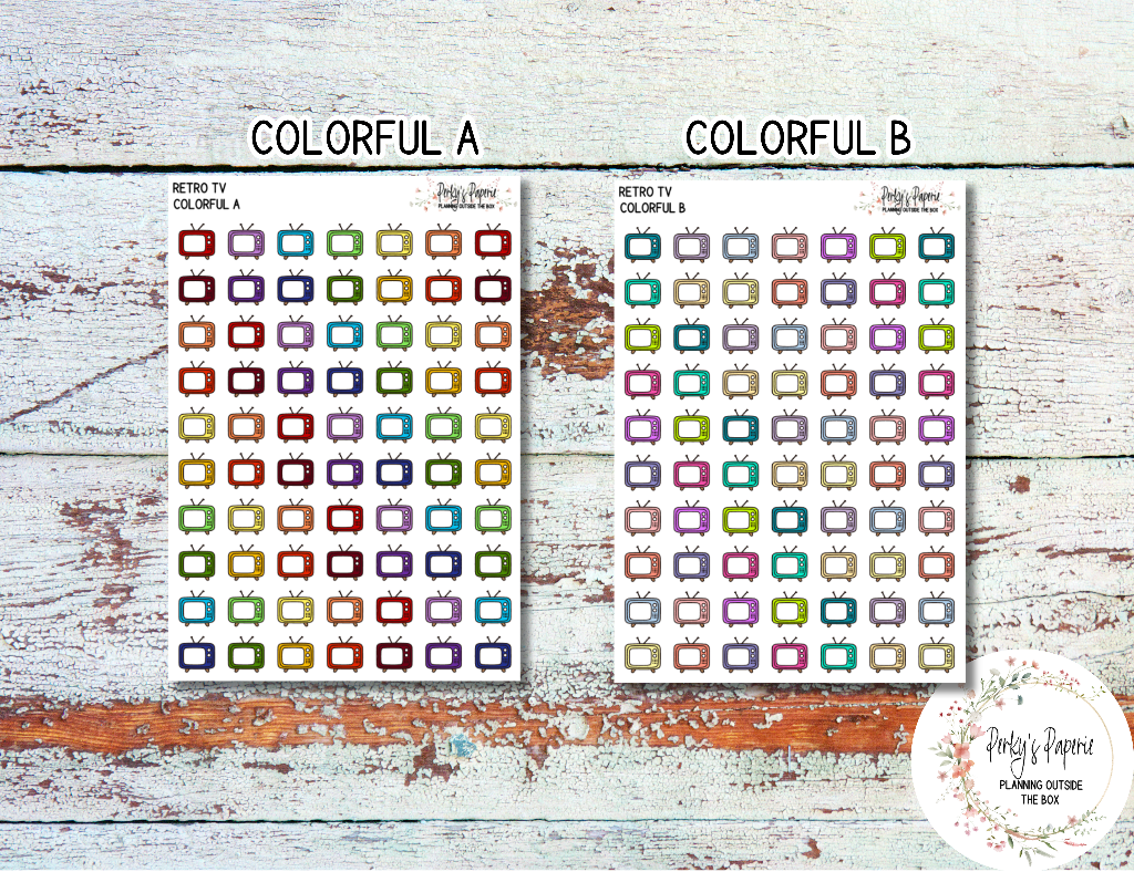 Retro Television Icon Planner Sticker, TV Show Tracker, Currently Stickers, Movie Tracking, Doodle Sticker, TV, Watching, Currently Watching