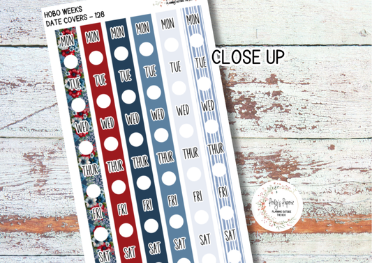 Hobonichi Weeks Date Cover Planner Stickers Kit 128, Weekly Planning, Date Strips, Anytime, Colorful and Patterned