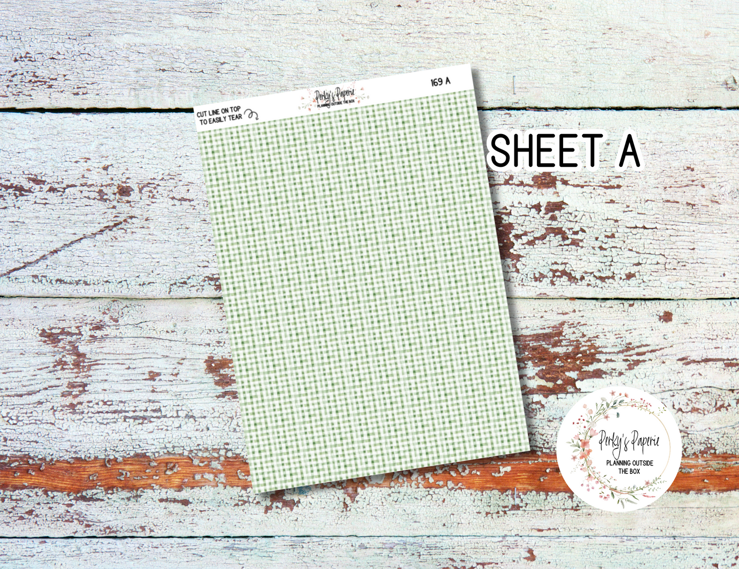An Apple A Day Fall Washi Paper Tearable Stickers Kit 169 - Green Buffalo Check and Quilt