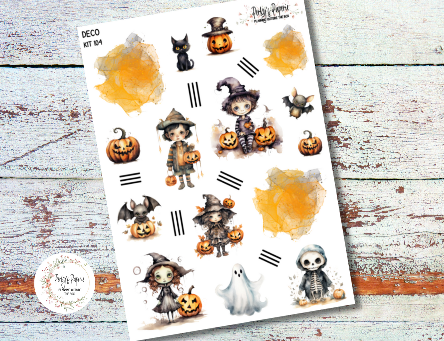 Halloween Night of Trick or Treating Full Sheet Deco Planner Stickers Kit 104, Decorative Planning, Journaling Stickers, Junk Journal, Planner Stickers