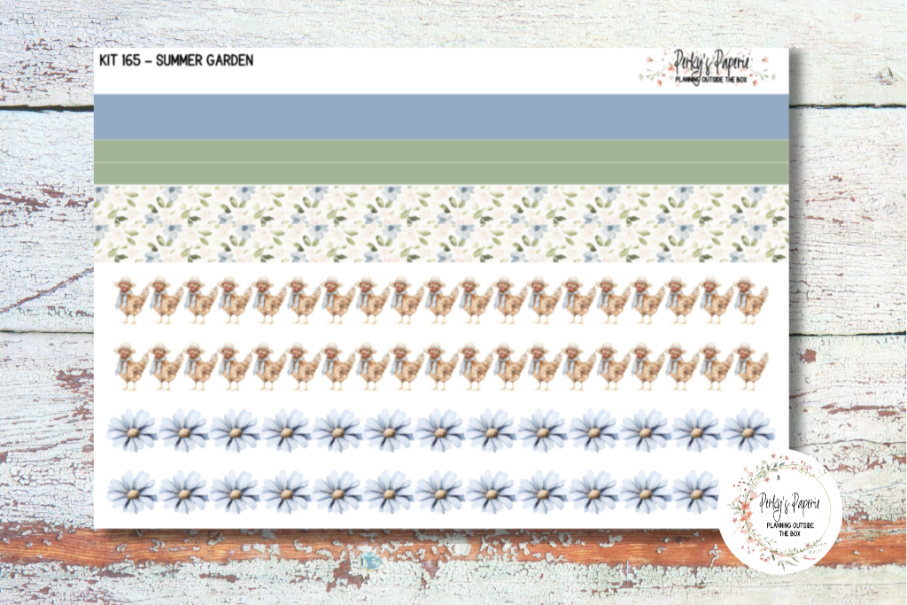 Weekly Washi Sticker Sheet 165, Summer Flower Garden, Summer and Spring Functional and Decorative Stickers, Planner Stickers