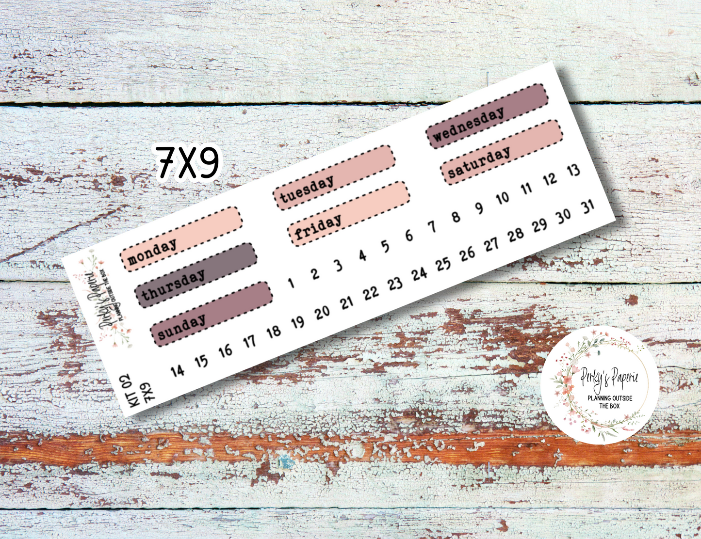 Blushing Blooms Stitched Box Mixed Color Date Covers Colorful Planner Stickers for Various Planners Kit 02, Days of the Week Date Cover, Redate Stickers