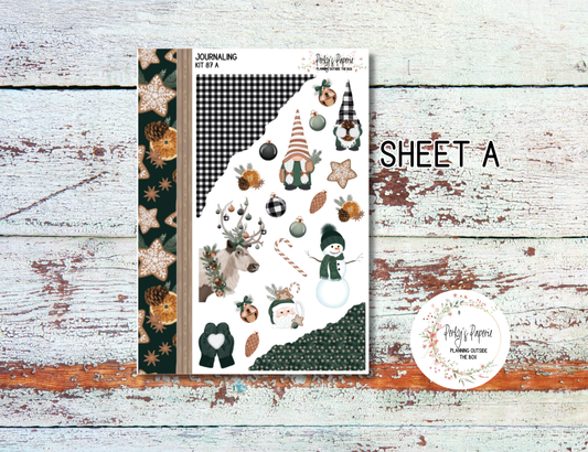 Neutral Gnome and Oraments Winter or Christmas Journaling Sticker Kit #87 | Cozy Holiday Planner Stickers for Scrapbooking, Junk Journals & Weekly Planning