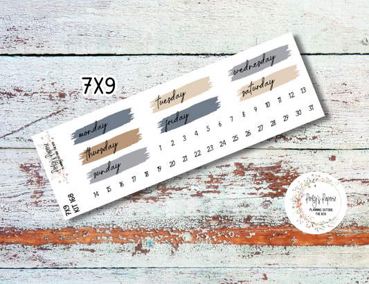 Brush Stroke Mixed Color Date Covers Colorful Planner Stickers for Various Planners Kit 168, Days of the Week Date Cover, Redate Stickers