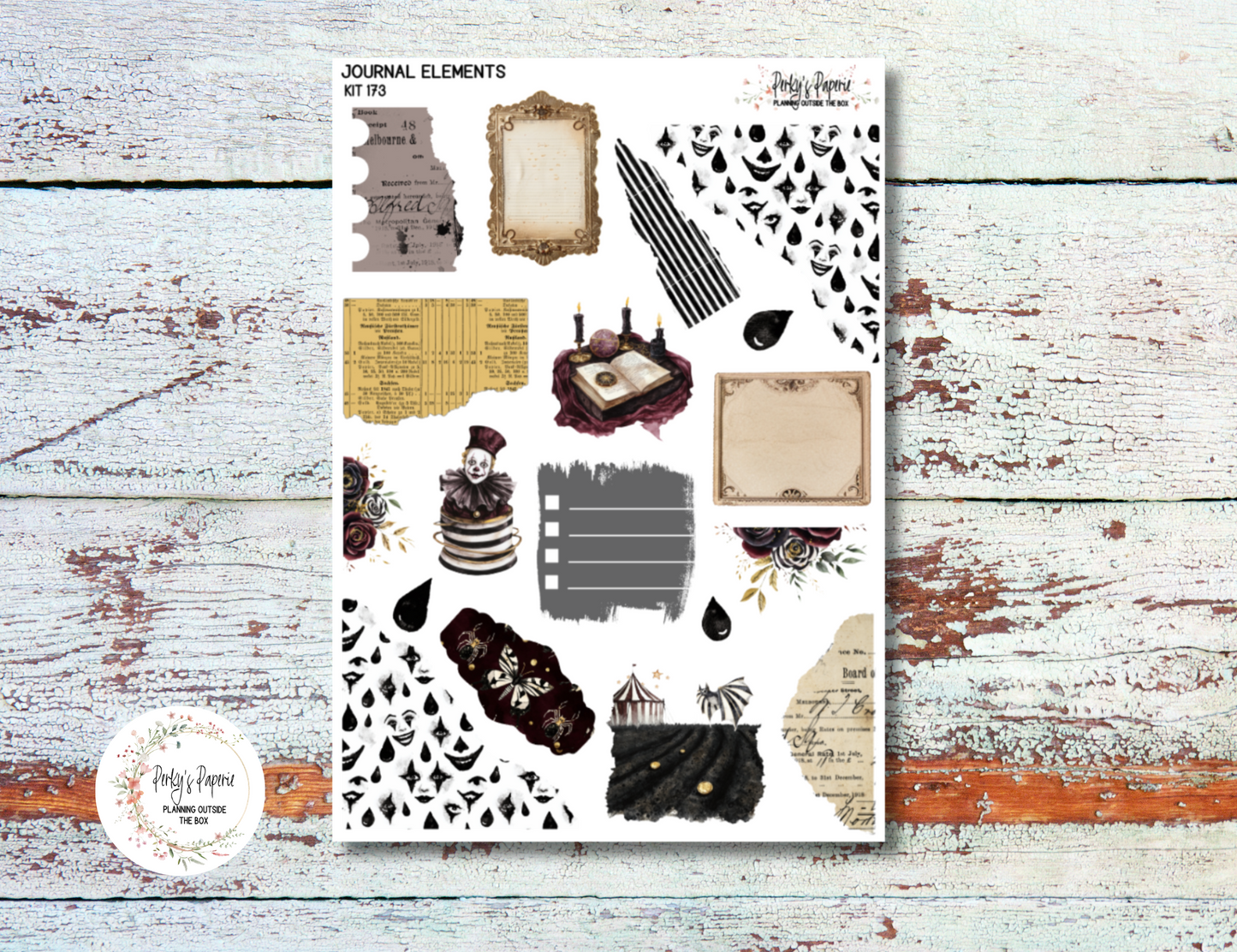 Sinister Carnival Journal Elements Kit #173 | Halloween Planner Stickers