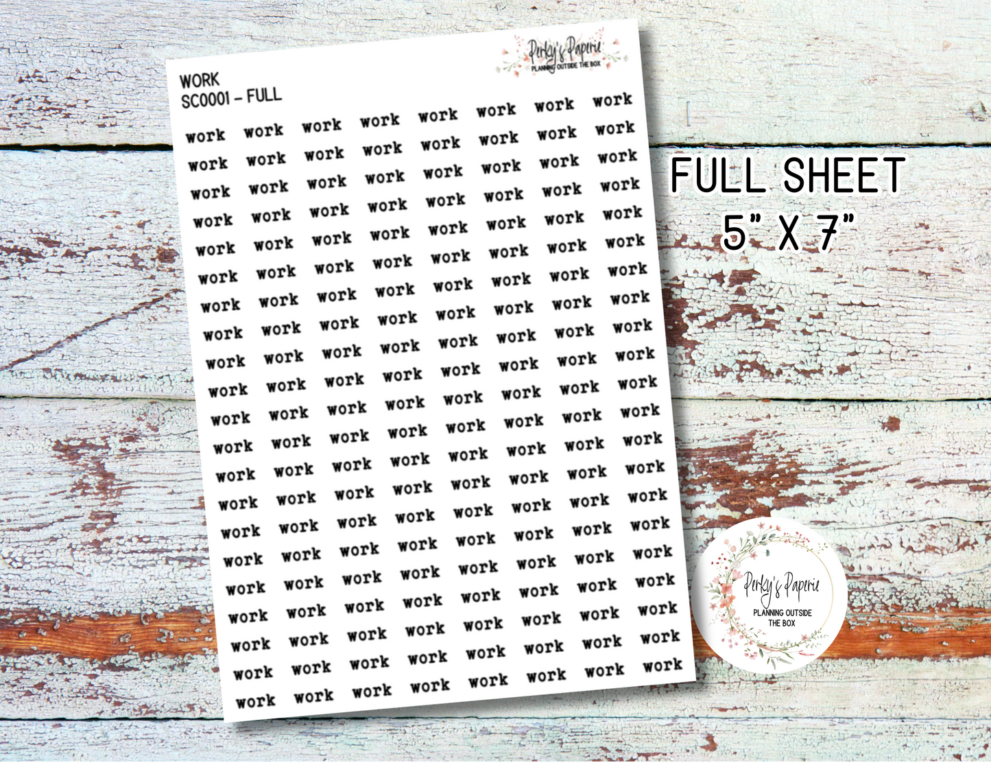 Work Script Planner Stickers – Typewriter Font Functional Stickers for Planning