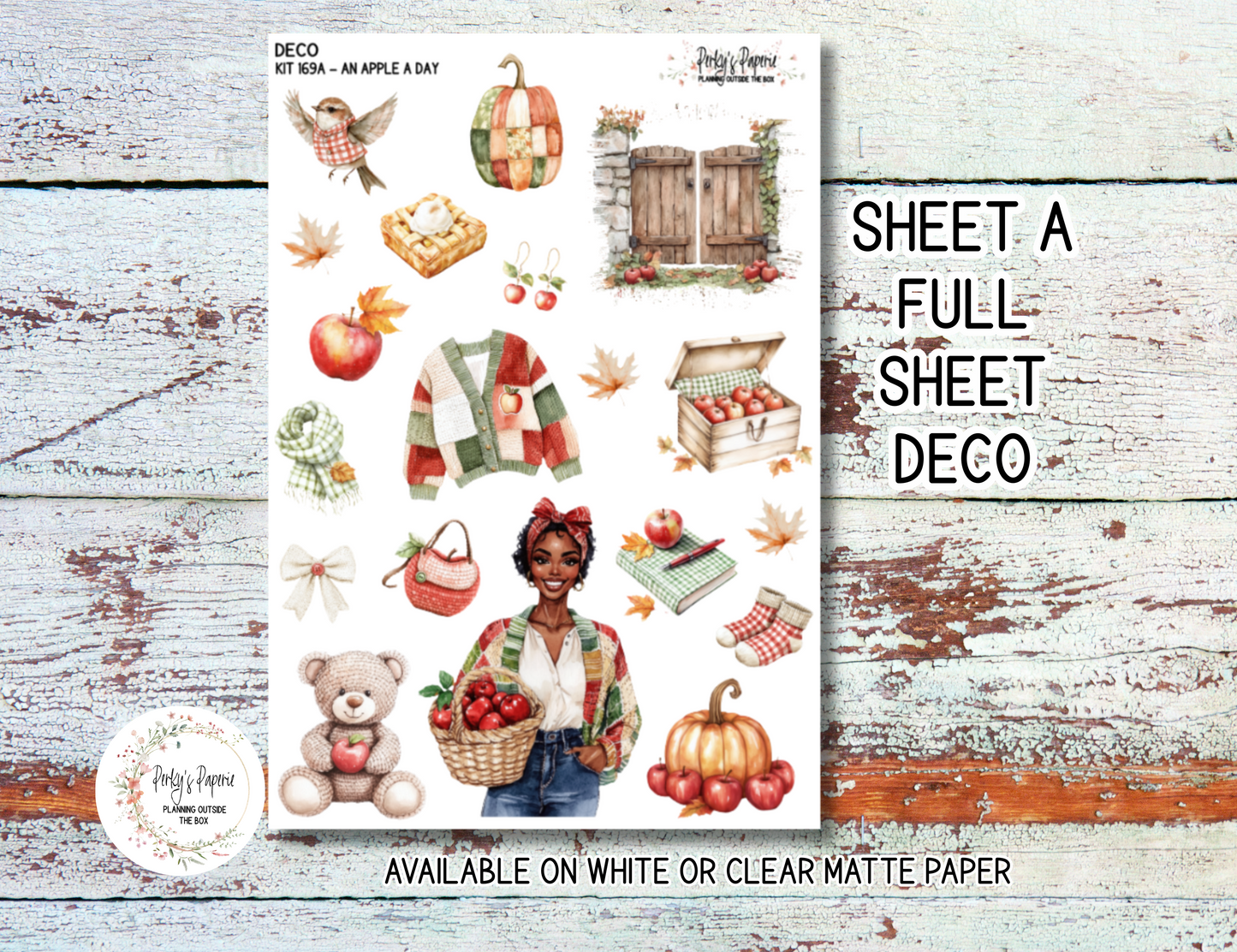 An Apple A Day Sticker Sheets # 169 – Fall and Autumn Apple Planner Stickers