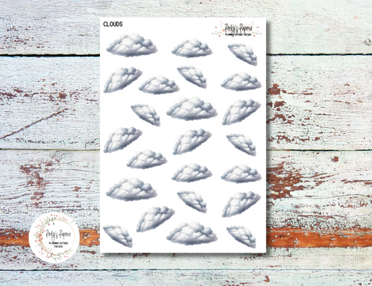 Full Sheet Deco Cloud Stickers, Decorative Planning, Journaling Junk Journal, Planner Stickers