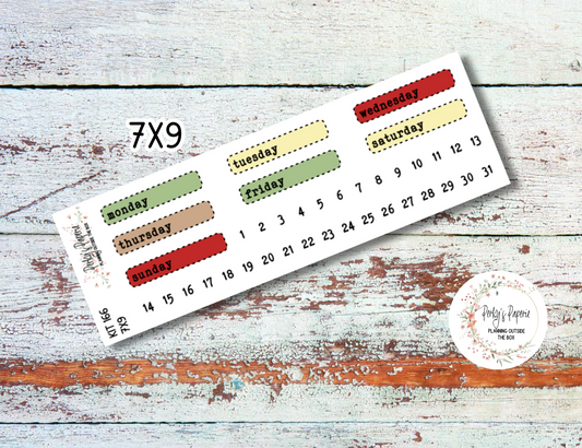 Stitched Box Mixed Color Date Covers Colorful Planner Stickers for Various Planners Kit 166, Days of the Week Date Cover, Redate Stickers