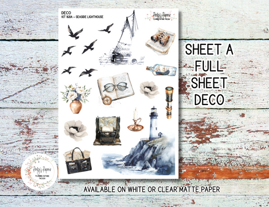 Seaside Lighthouse Sticker Sheets # 168 – Moody & Aesthetic Planner Stickers