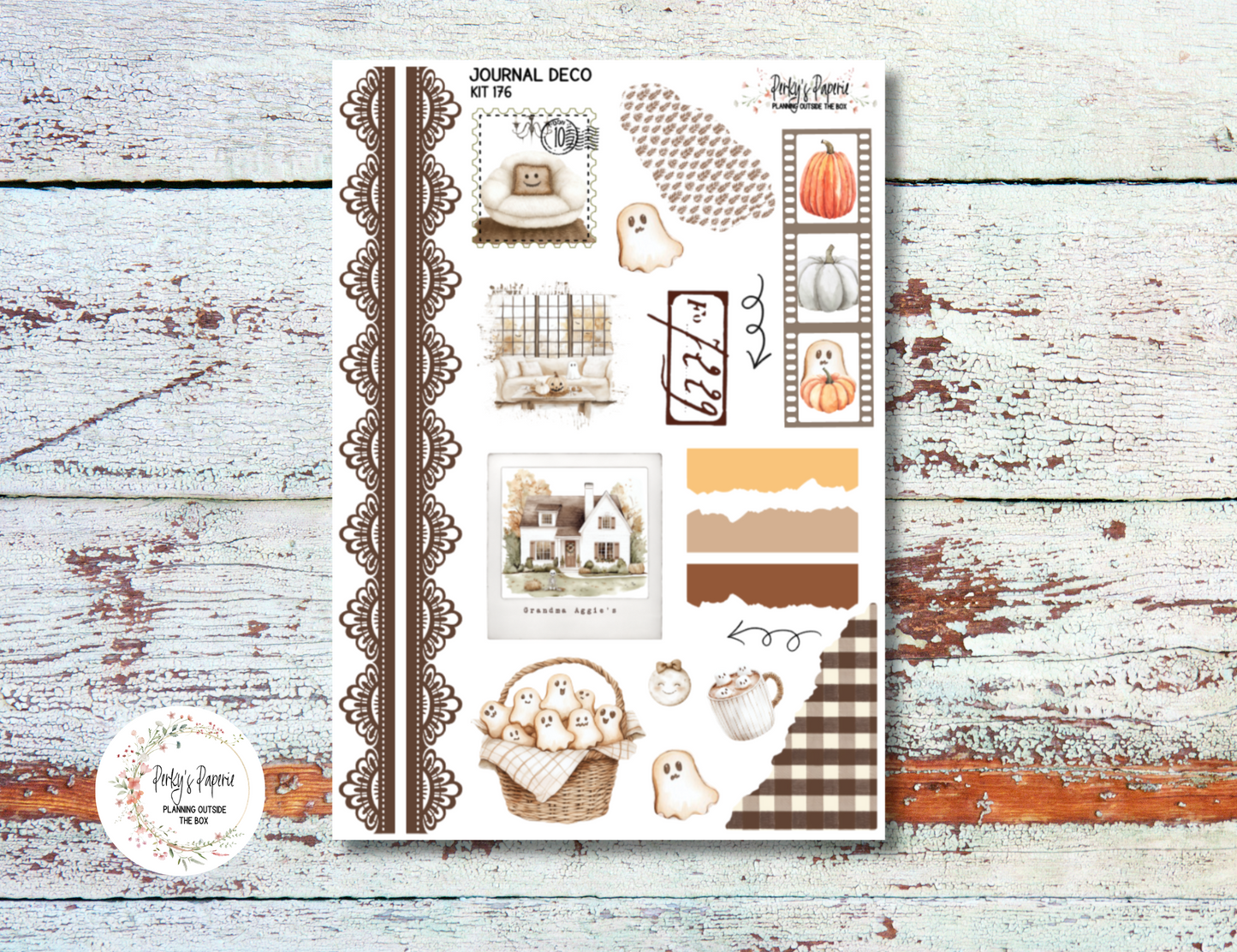 Sweet Halloween Journal Deco Sticker Sheet – Kit #176 | Aesthetic Planner Stickers | Fits All Planners