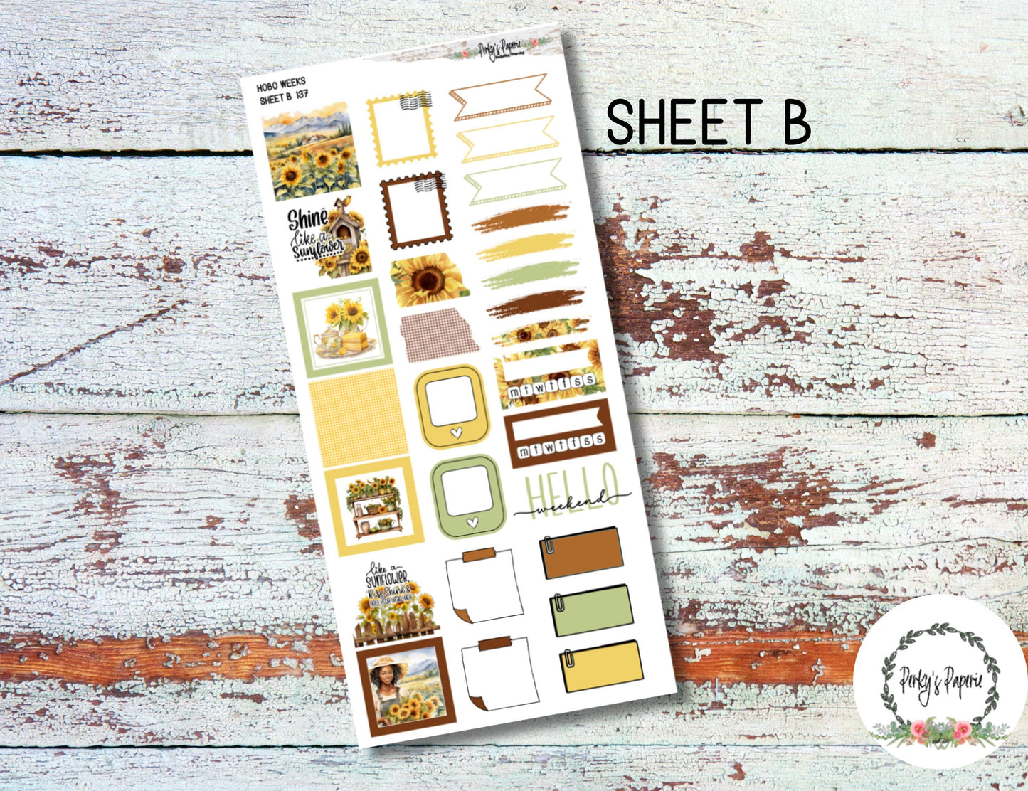 Hobonichi Weeks Planner Sticker Kit 137- Weekly Planning Sunflowers for Fall and Autumn Planning