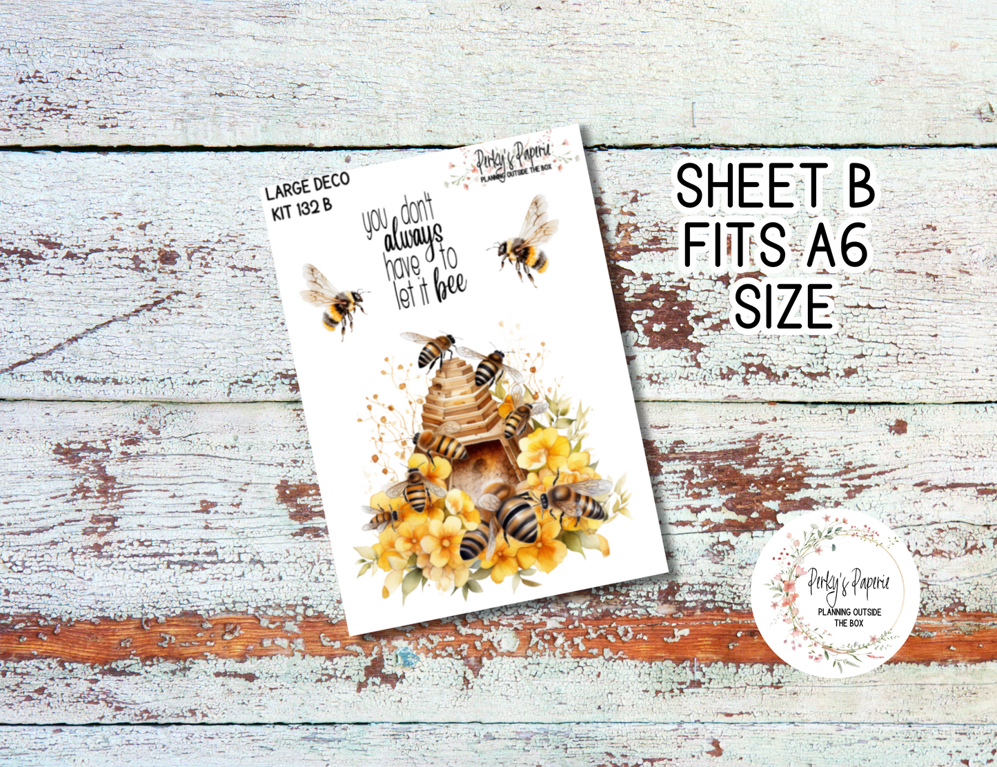 Transparent Extra Large, Jumbo Deco Planner Sticker For Your Overview Pages, Blank Daily Pages or Journal Page Honey Bee Fields 132