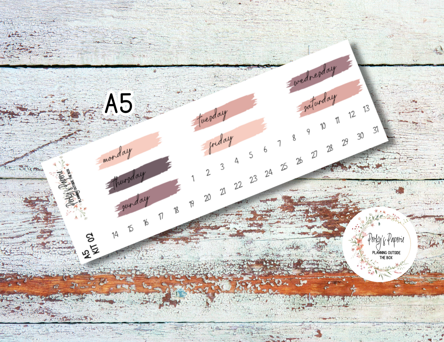 Blushing Blooms Brush Stroke Mixed Color Date Covers Colorful Planner Stickers for Various Planners Kit 02, Days of the Week Date Cover, Redate Stickers