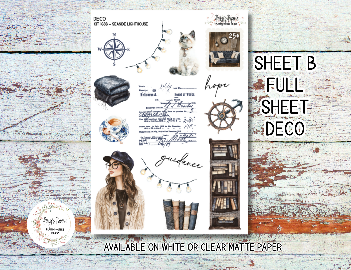 Seaside Lighthouse Sticker Sheets # 168 – Moody & Aesthetic Planner Stickers