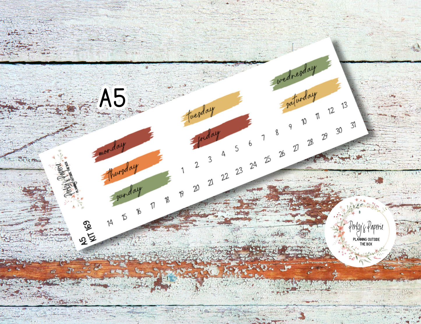 An Apple A Day Brush Stroke Mixed Color Date Covers Colorful Planner Stickers for Various Planners Kit 169, Days of the Week Date Cover, Redate Stickers