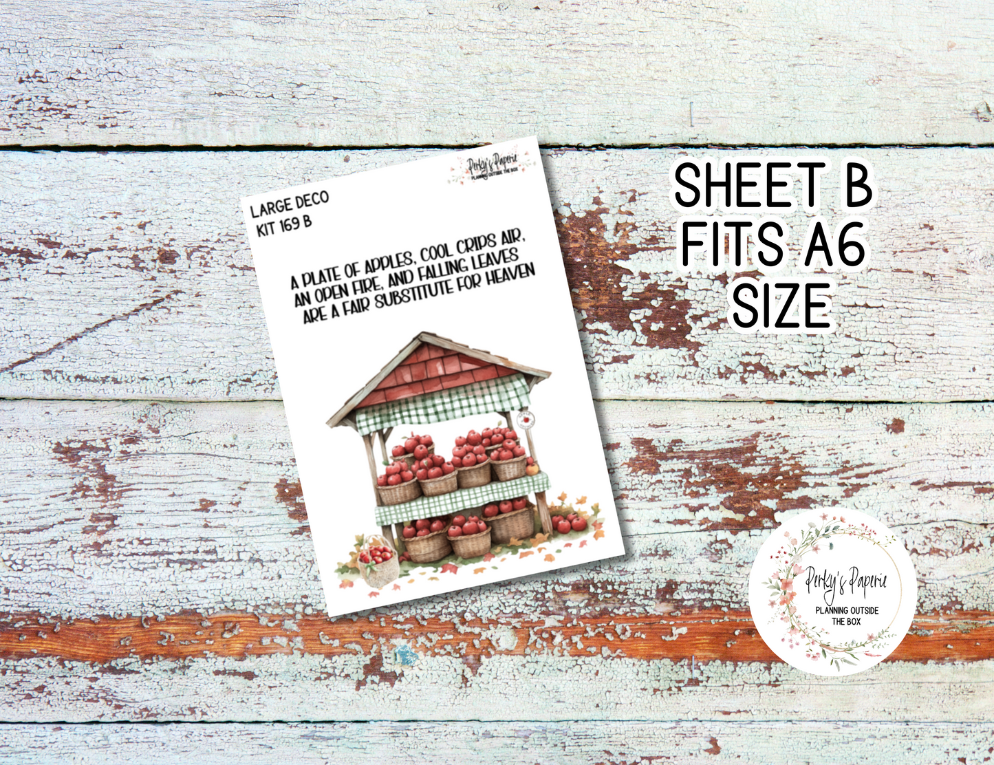An Apple A Day Fall Transparent Extra Large, Jumbo Deco Planner Sticker For Your Overview Pages, Blank Daily Pages or Journal Page 169