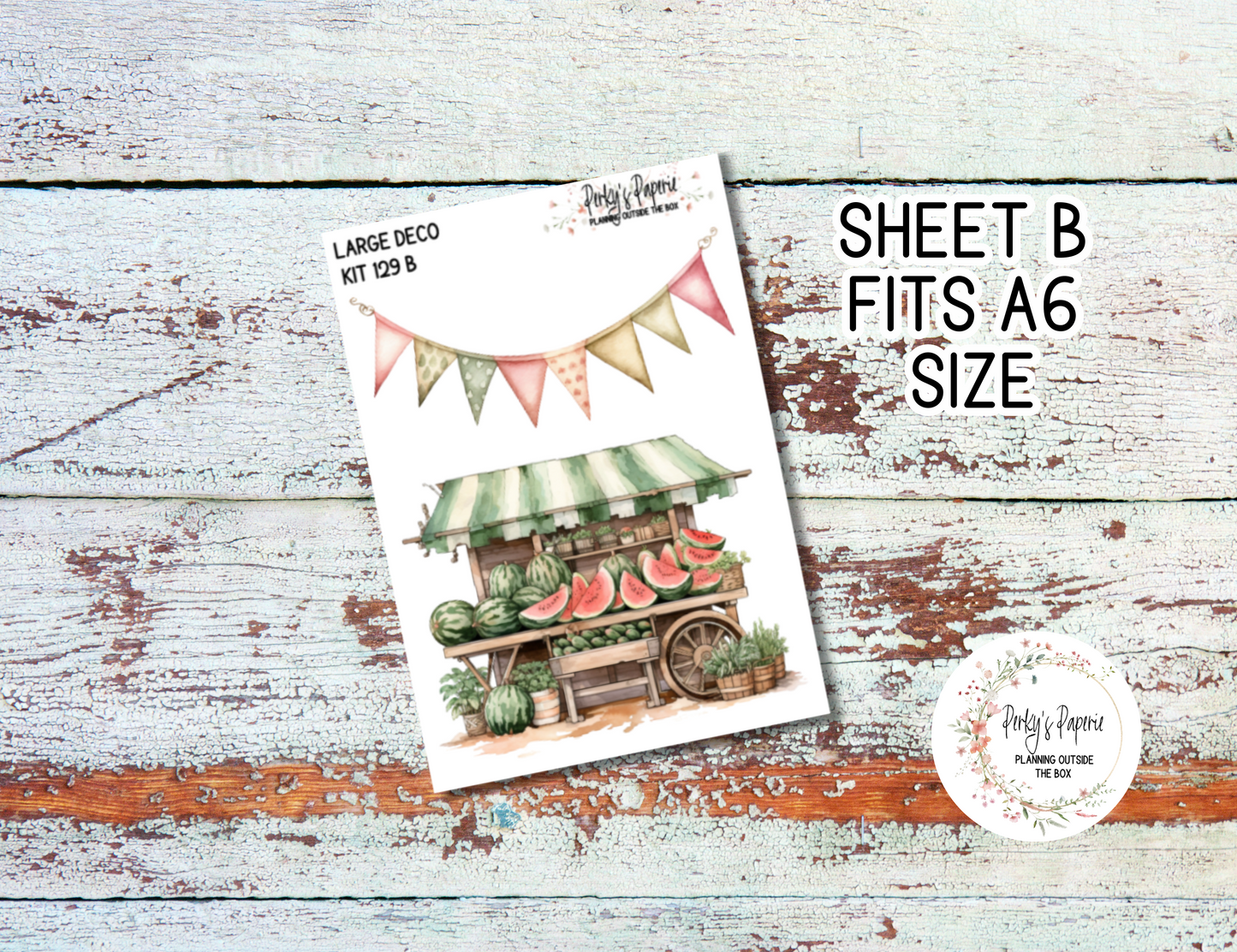Transparent Extra Large, Jumbo Deco Planner Sticker For Your Overview Page, Blank Daily Page or Journal Page Sweet Summer Watermelon Kit 129