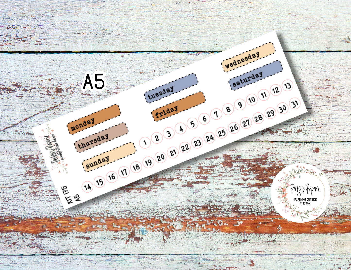 Autumn at Foxbury Manor Stitched Box Mixed Color Date Covers Colorful Planner Stickers for Various Planners Kit 175, Days of the Week Date Cover, Redate Stickers