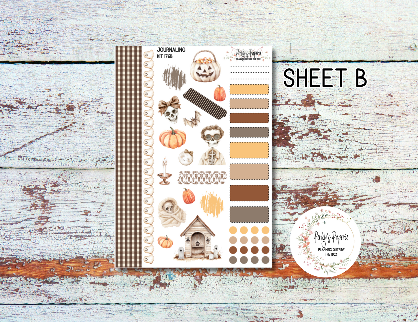 Sweet Halloween Journal, Scrapbook, Daily Planner Sticker Kit 176, Weekly and Daily Journaling Kit