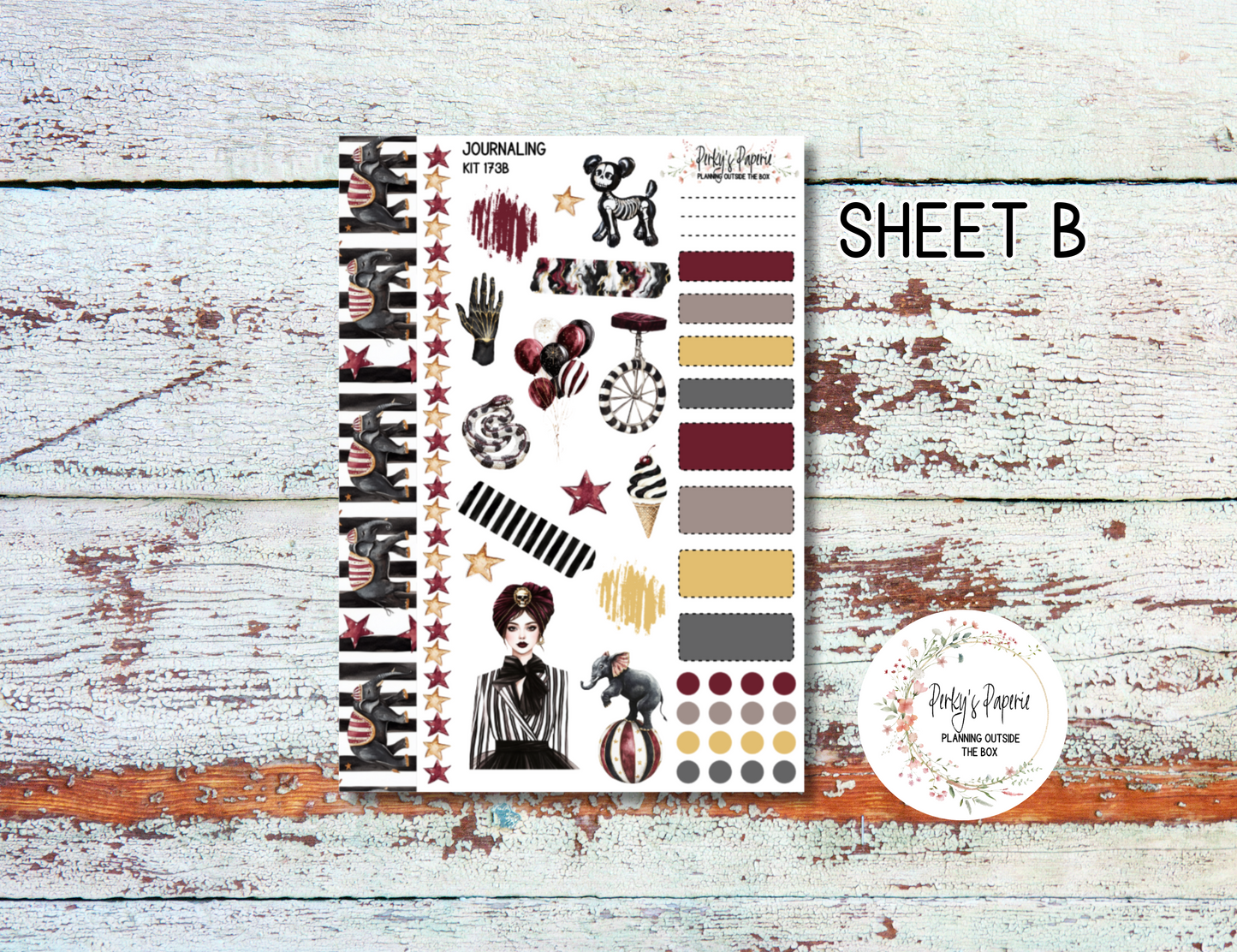 Sinister Carnival Journal, Scrapbook, Daily Planner Sticker Kit 173, Weekly and Daily Journaling Kit