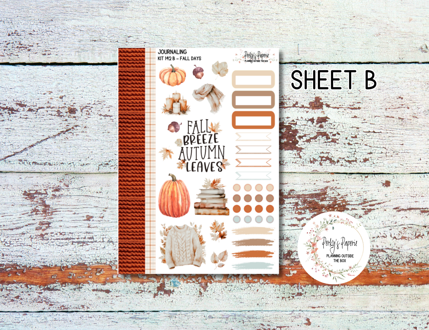 Fall Days Journaling Sticker Kit 142, Planner Stickers, Anytime Plans, Hobonichi, Take a Note, EC, HP and Hemlock & Oak