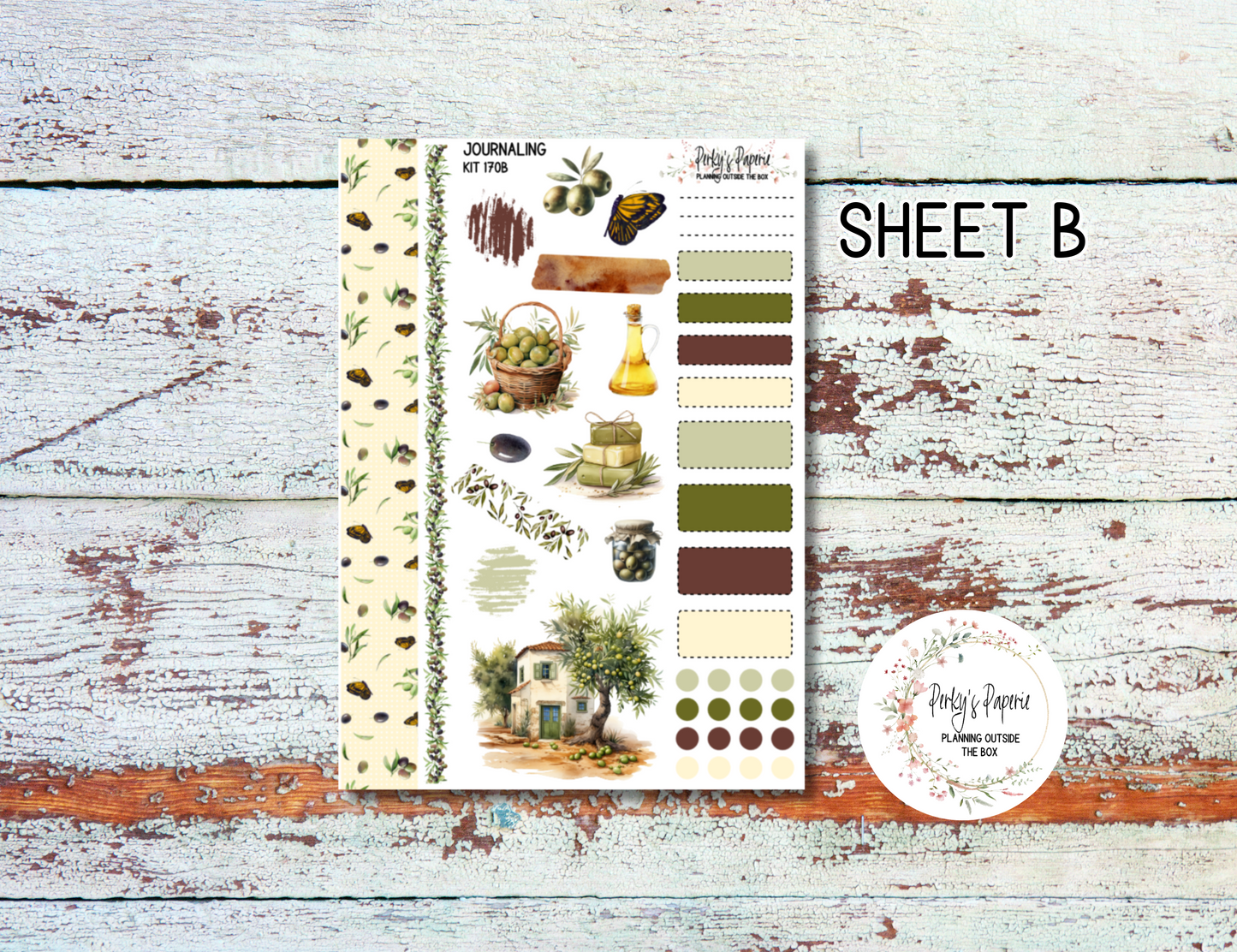 Olive Harvest in Tuscany Journal, Scrapbook, Daily Planner Sticker Kit 170, Weekly and Daily Journaling Kit