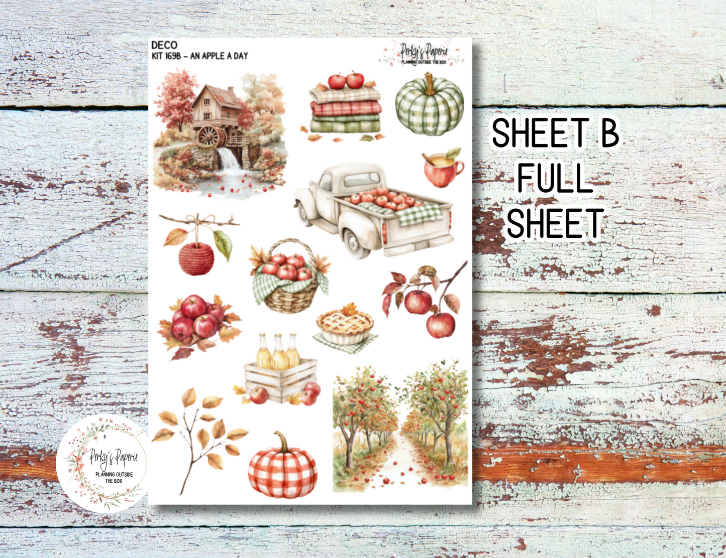 An Apple A Day Fall Full Sheet Deco Planner Stickers Kit 169, Decorative Planning, Journaling Stickers, Junk Journal, Planner Stickers