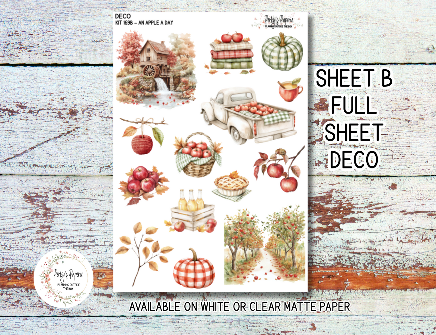 An Apple A Day Sticker Sheets # 169 – Fall and Autumn Apple Planner Stickers