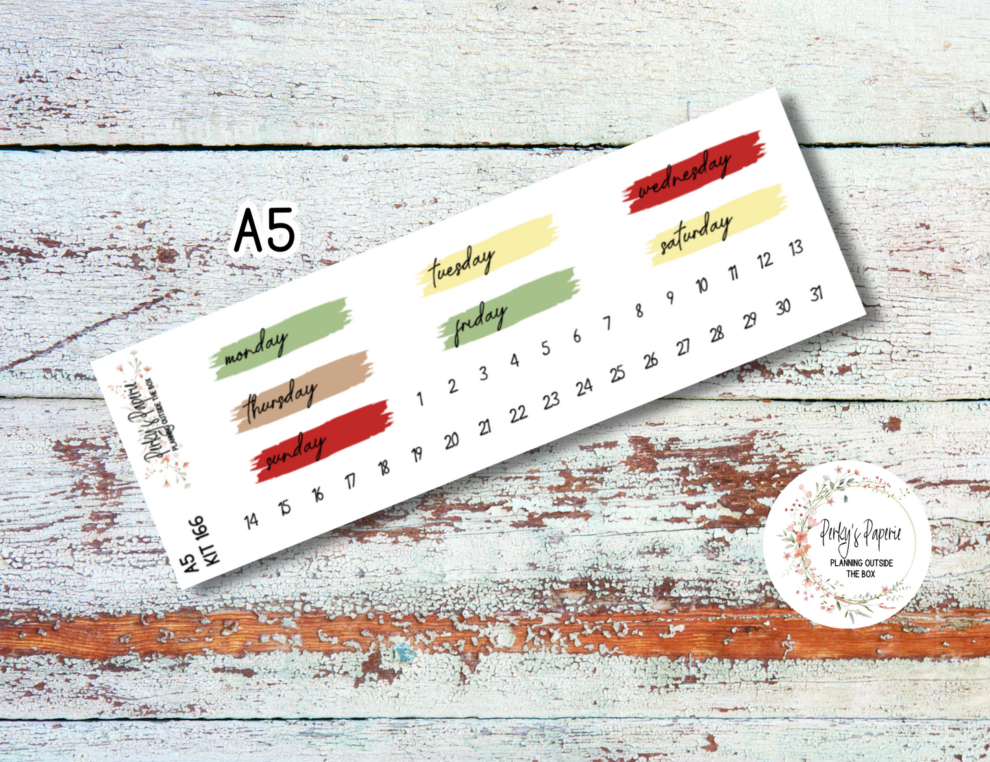Brush Stroke Mixed Color Date Covers Colorful Planner Stickers for Various Planners Kit 166, Days of the Week Date Cover, Redate Stickers