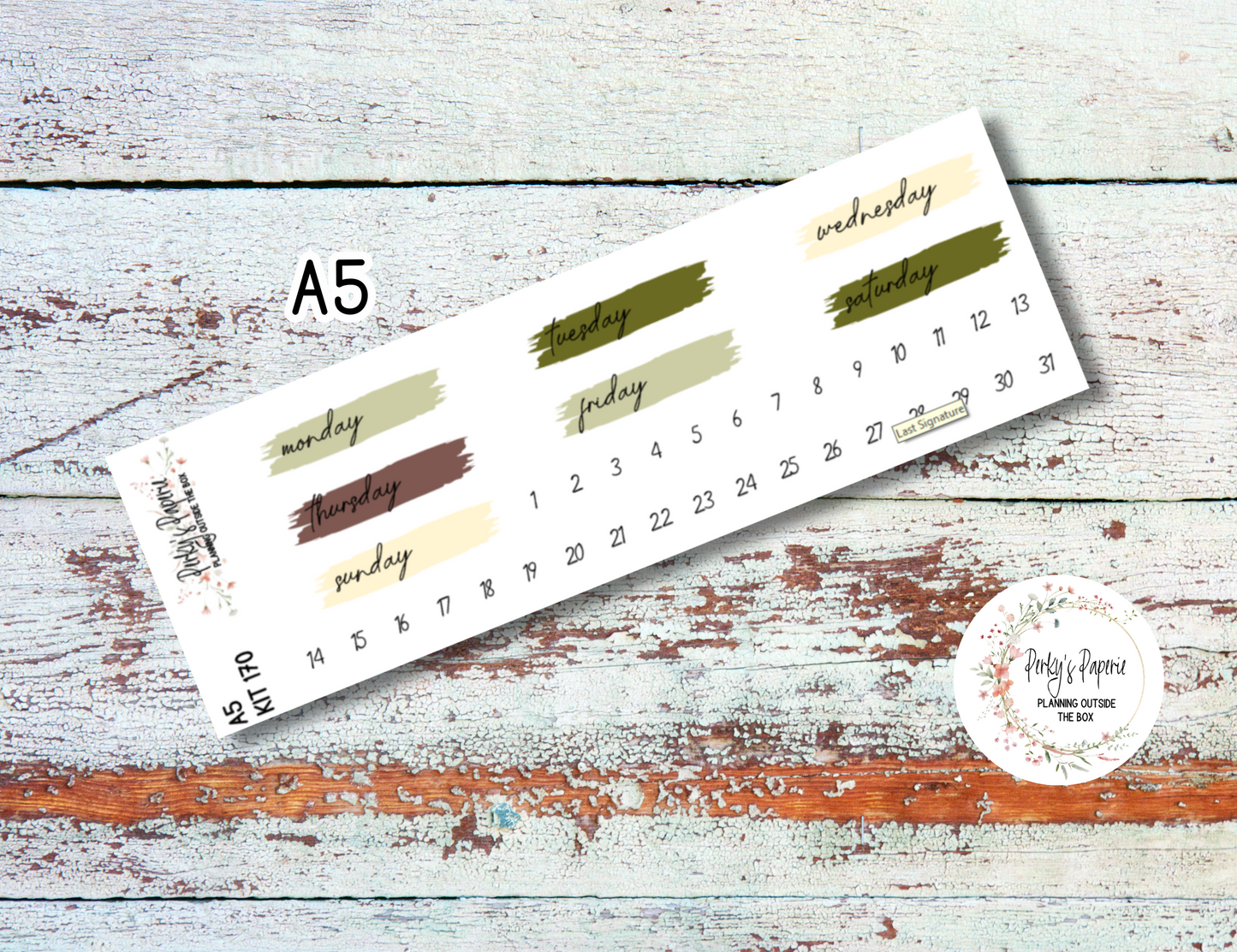 Olive Harvest in Tuscany Brush Stroke Mixed Color Date Covers Colorful Planner Stickers for Various Planners Kit 170, Days of the Week Date Cover, Redate Stickers