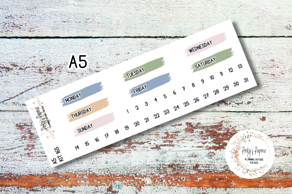 Brush Stroke Mixed Color Date Covers Colorful Planner Stickers for Various Planners Kit 165, Days of the Week Date Cover, Redate Stickers