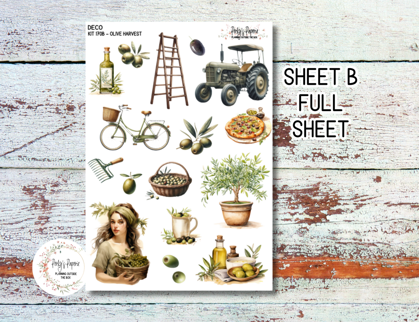 Olive Harvest in Tuscany Full Sheet Deco Planner Stickers Kit 170, Decorative Planning, Journaling Stickers, Junk Journal, Planner Stickers