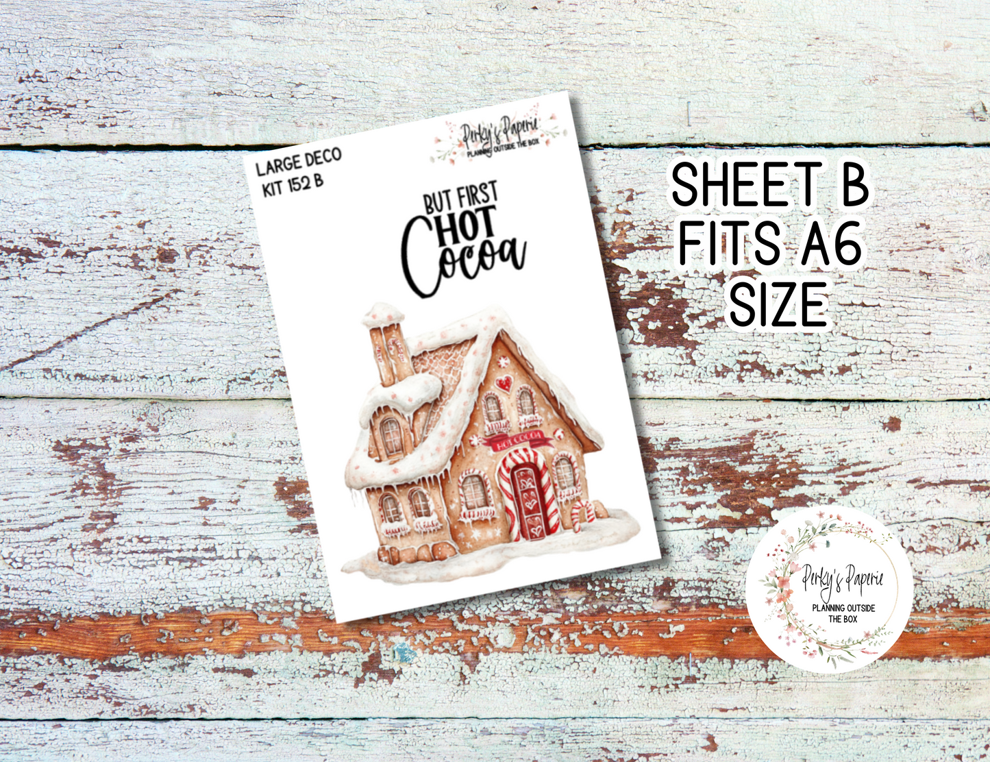 Transparent Extra Large, Jumbo Deco Planner Sticker For Your Overview Pages, Blank Daily Pages or Journal Page Peppermint Cocoa Kit 152