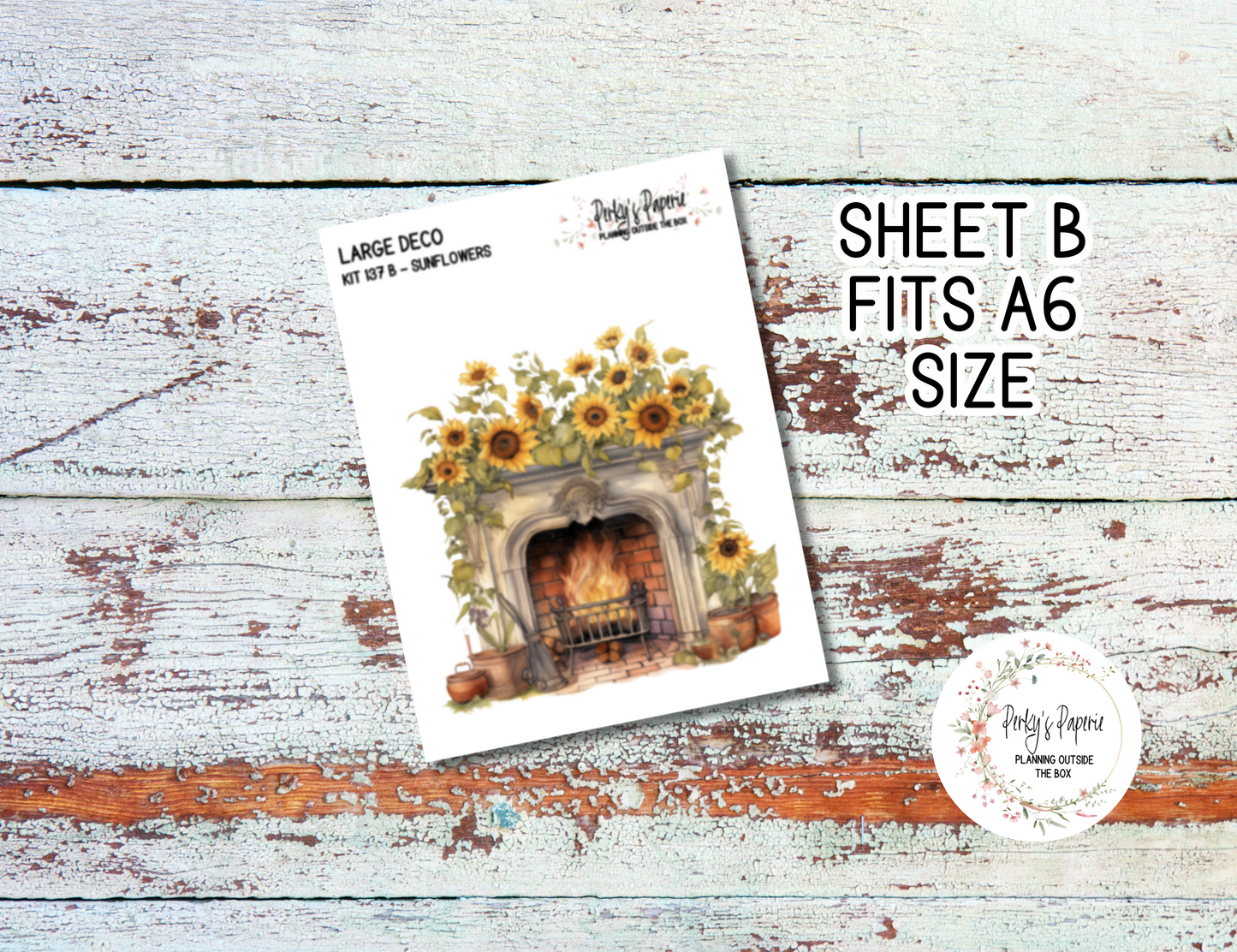 Transparent Extra Large, Jumbo Deco Planner Sticker For Your Overview Pages, Blank Daily Pages or Journal Page Sunflowers Kit 137