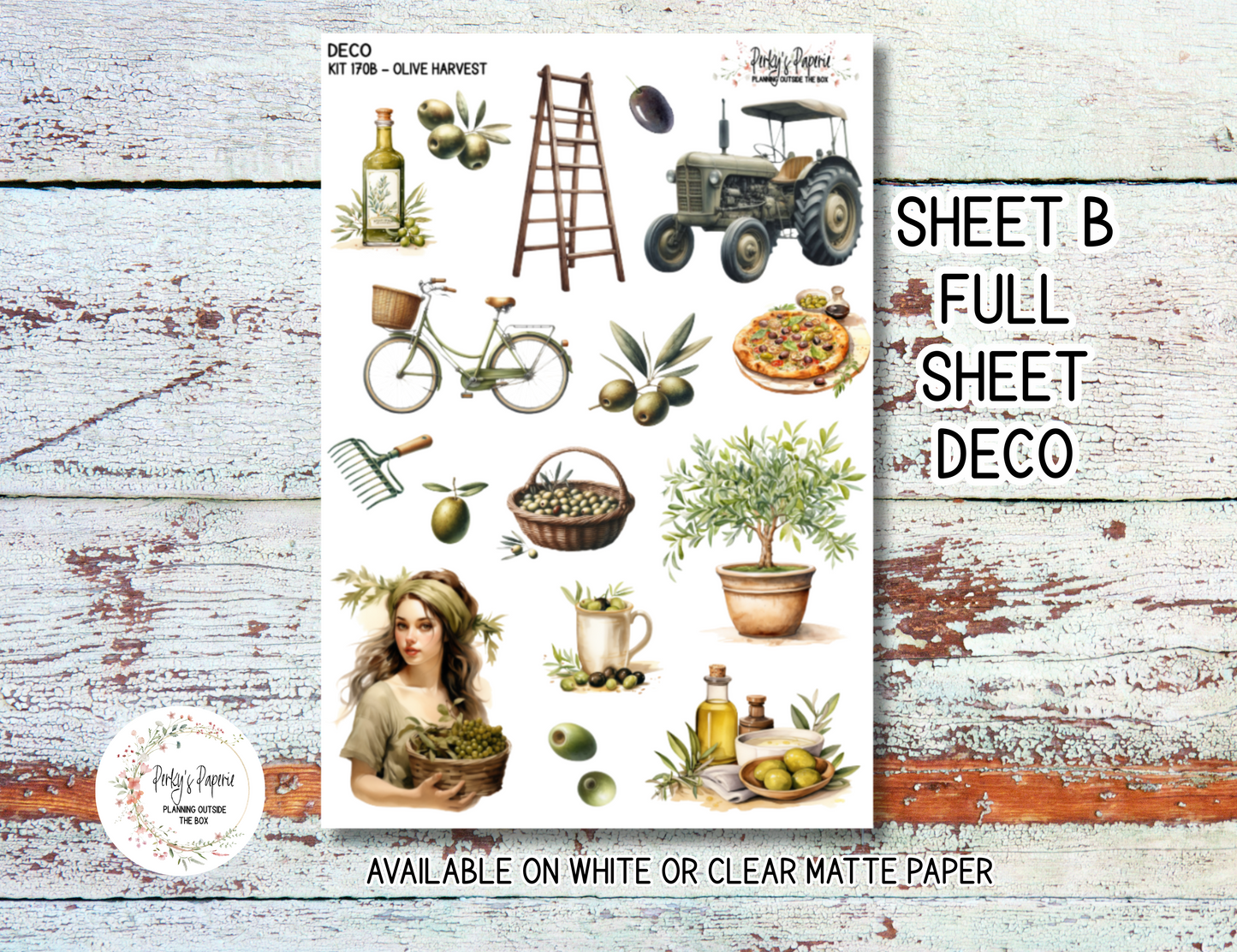 Olive Harvest in Tuscany Sticker Sheets # 170 – Fall and Autumn Planner Stickers