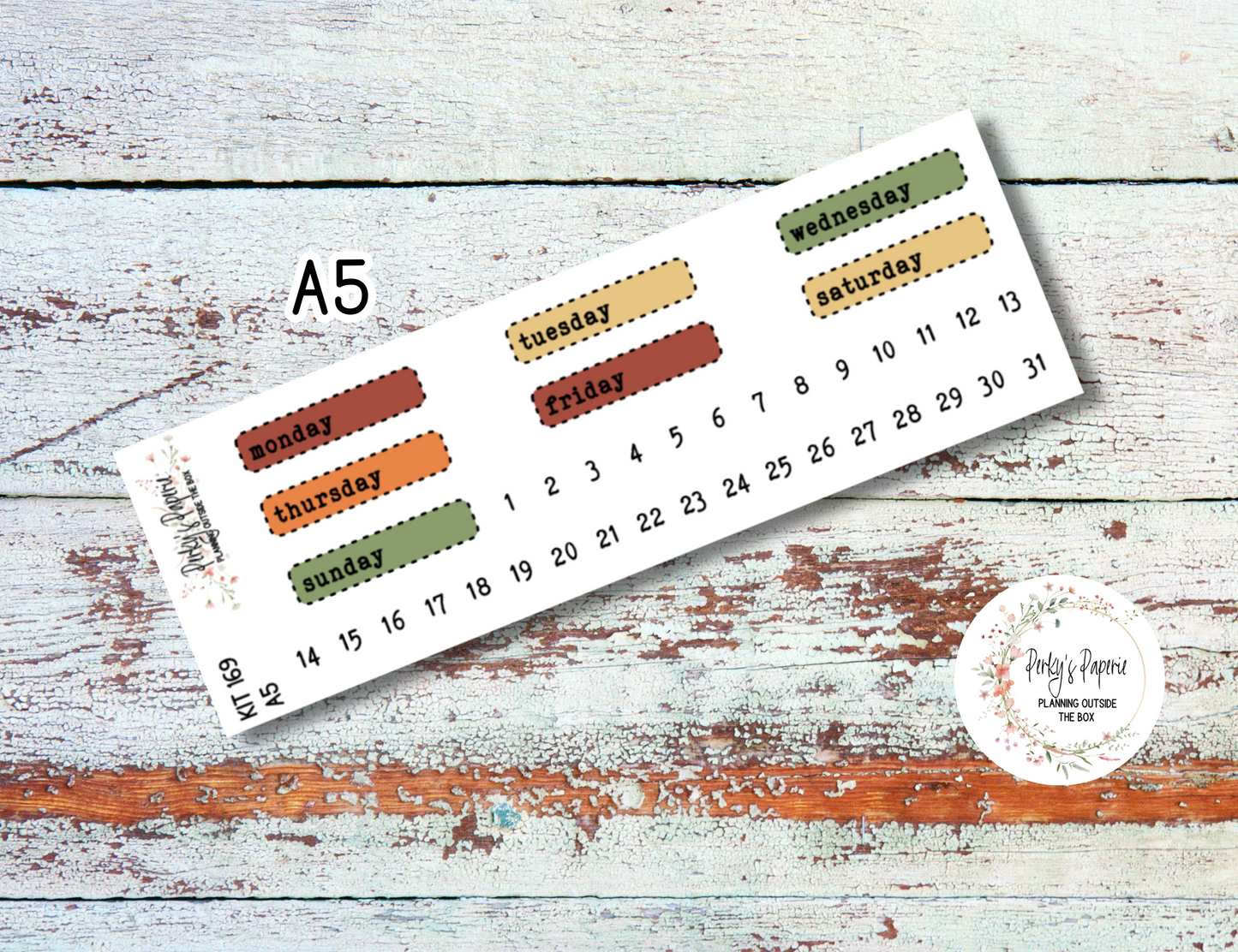 An Apple A Day Stitched Box Mixed Color Date Covers Colorful Planner Stickers for Various Planners Kit 169, Days of the Week Date Cover, Redate Stickers