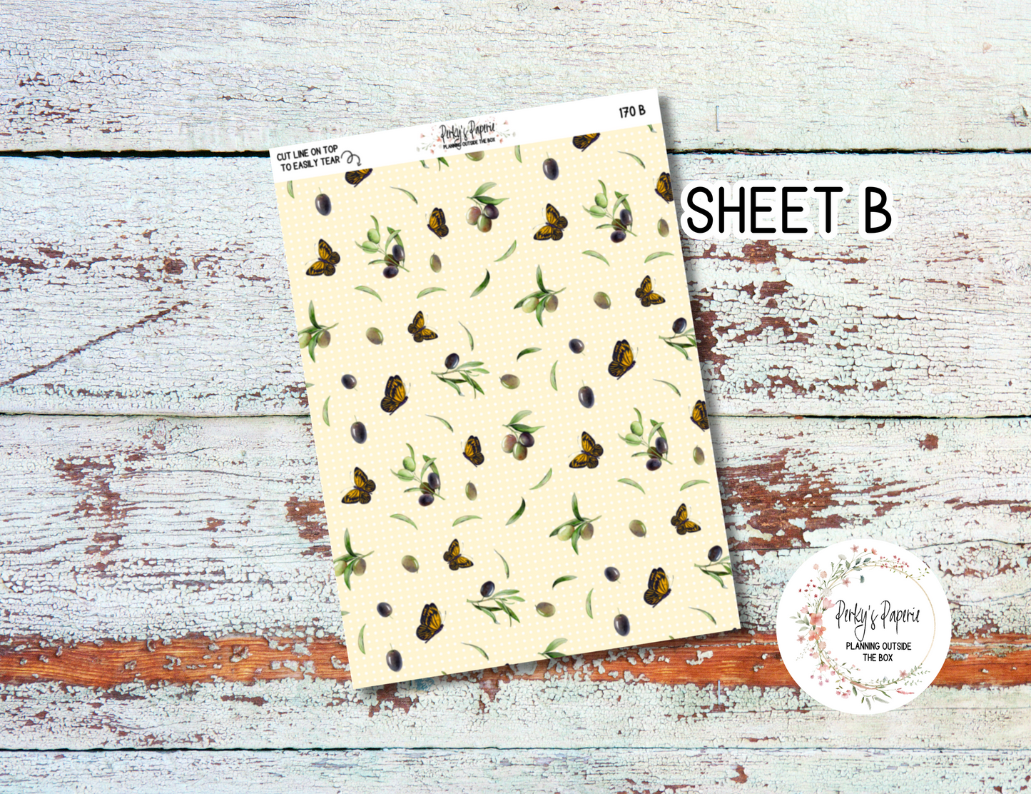 Olive Harvest in Tuscany Fall Washi Paper Tearable Stickers Kit 170 - Olive Branches and Moths
