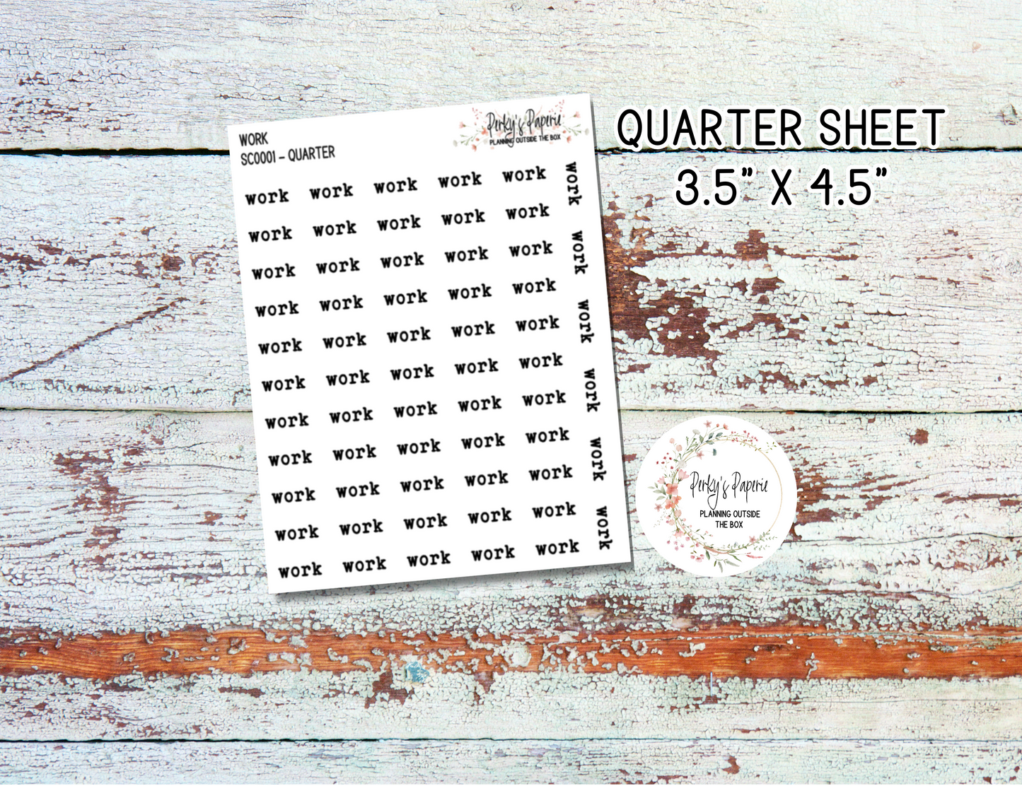 Work Script Planner Stickers – Typewriter Font Functional Stickers for Planning