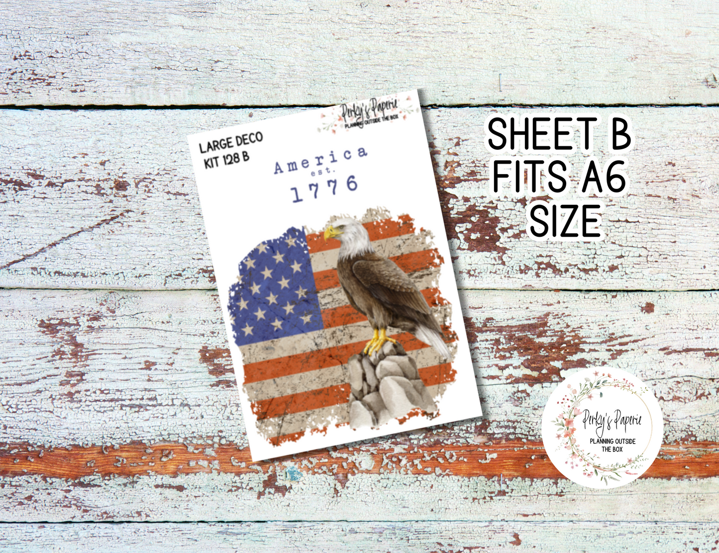 Transparent Extra Large, Jumbo Deco Planner Sticker For Your Overview Pages, Blank Daily Pages or Journal Page, Fourth of July Kit 128