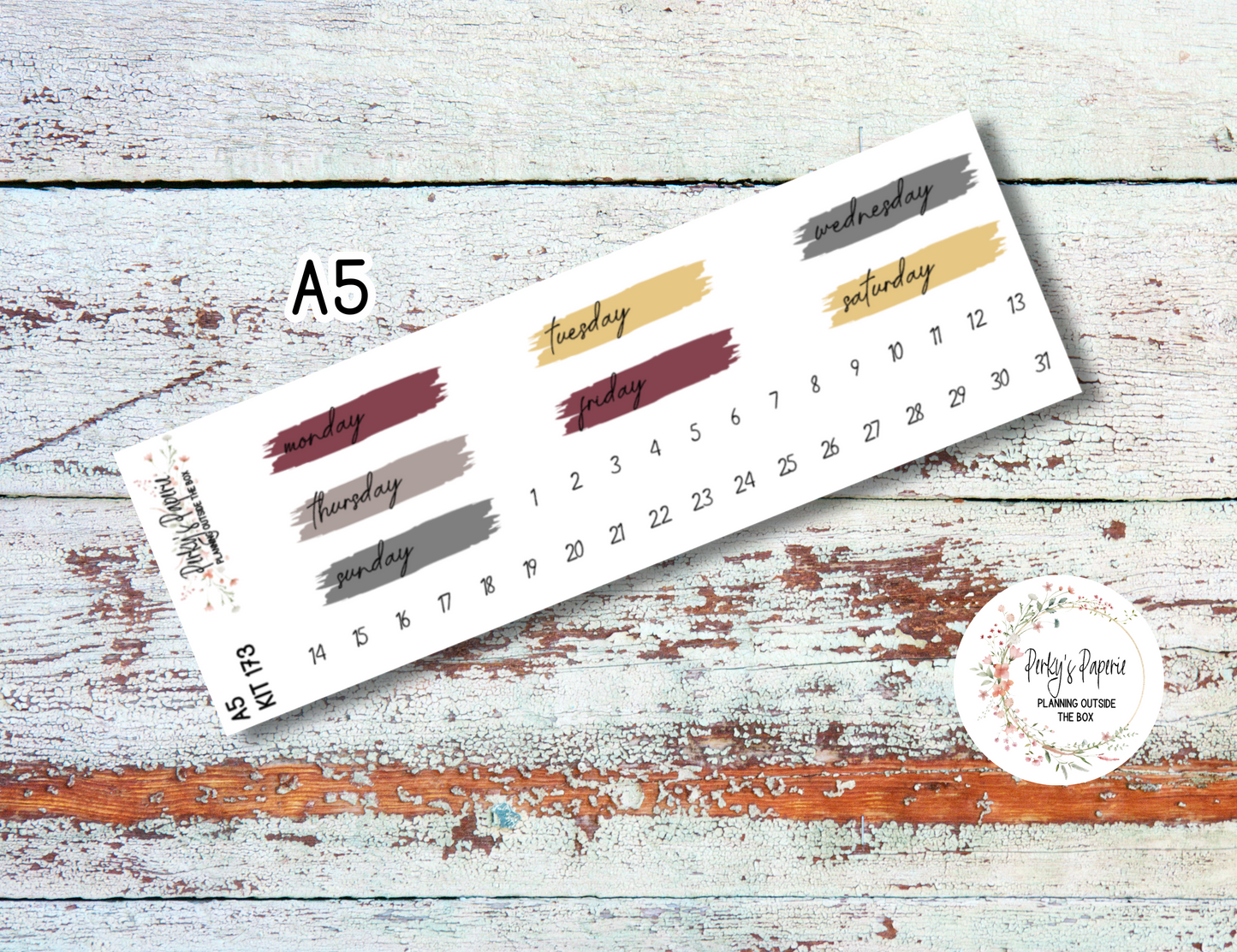 Sinister Carnival Brush Stroke Mixed Color Date Covers Colorful Planner Stickers for Various Planners Kit 173, Days of the Week Date Cover, Redate Stickers