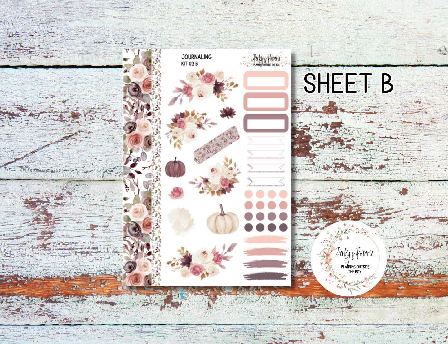 Blushing Blooms Decorative Journal Planner Sticker Kit 02, All Planner Sizes, Fits Monthly, Weekly, and Daily Pages, Creative Journaling, Journaling Kit for Fall, Autumn, Elegant, Pumpkins