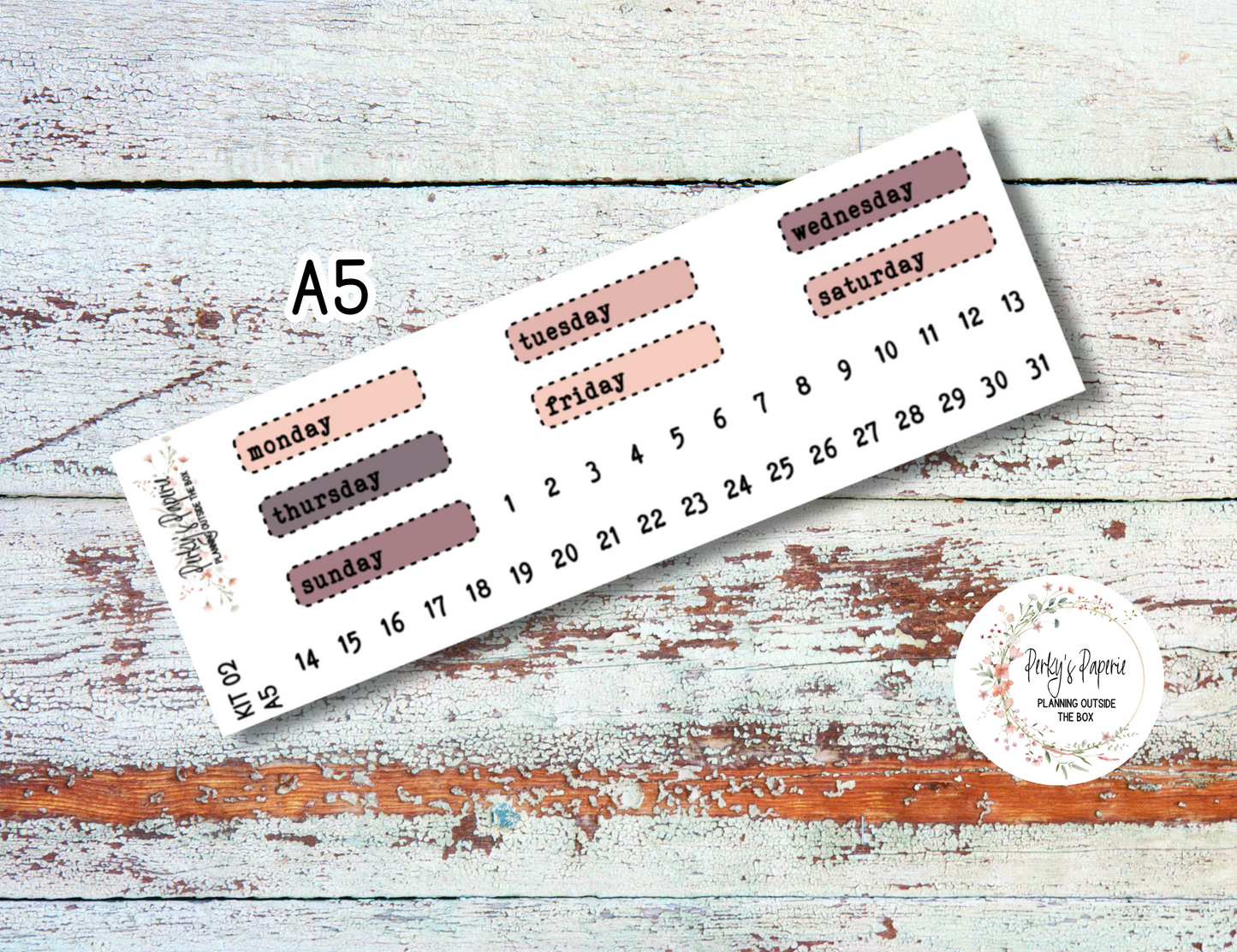 Blushing Blooms Stitched Box Mixed Color Date Covers Colorful Planner Stickers for Various Planners Kit 02, Days of the Week Date Cover, Redate Stickers