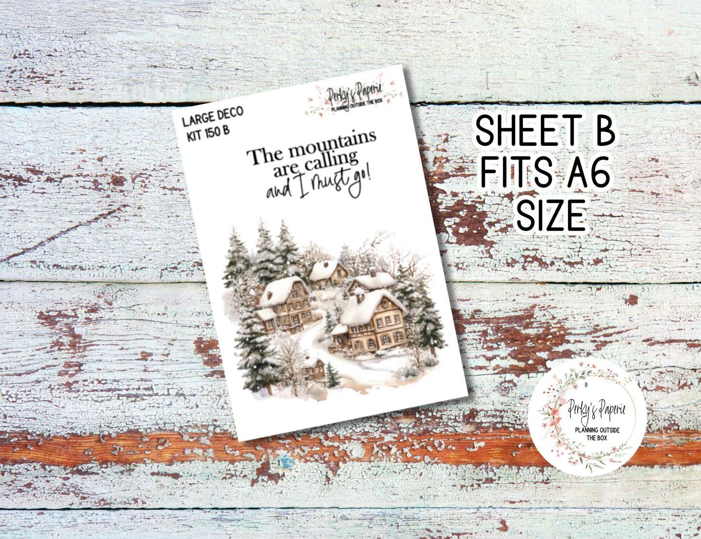Transparent Extra Large, Jumbo Deco Planner Sticker For Your Overview Pages, Blank Daily Pages or Journal Page Ski Lodge Kit 150